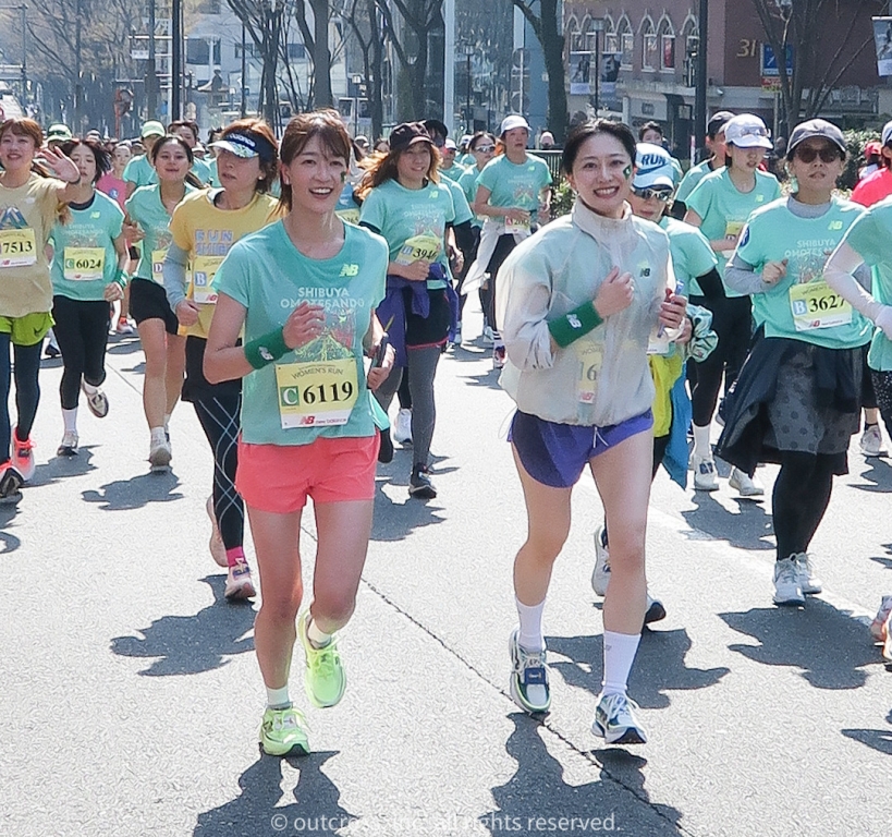 Yu Mashima 眞嶋 優 a Japanese actress and football ambassador enjoys the running event with her friend, at Shibuya-OmoteSando Womens Run 2026 #渋谷表参道ウィメンズラン in Shibuya Tokyo.