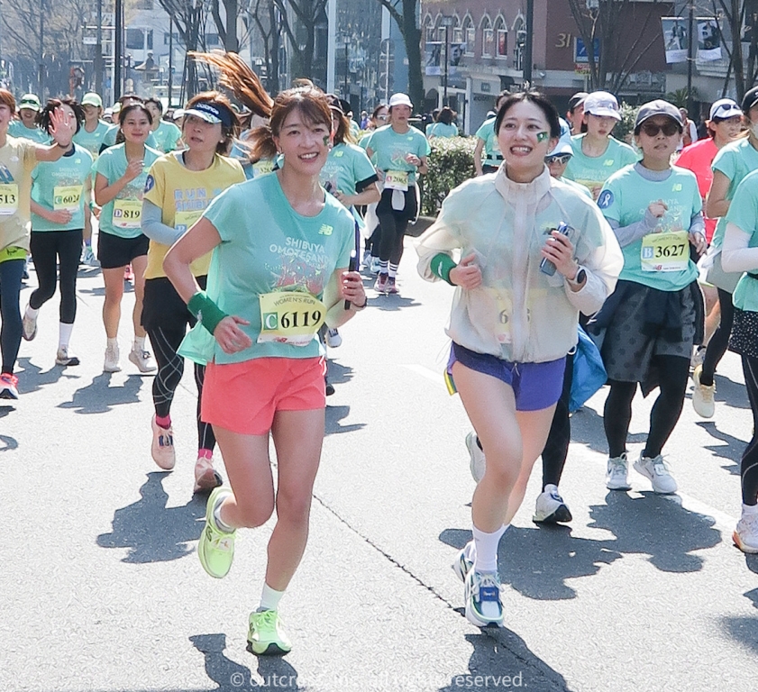 Yu Mashima 眞嶋 優 a Japanese actress and football ambassador enjoys the running event with her friend, at Shibuya-OmoteSando Womens Run 2026 #渋谷表参道ウィメンズラン in Shibuya Tokyo.